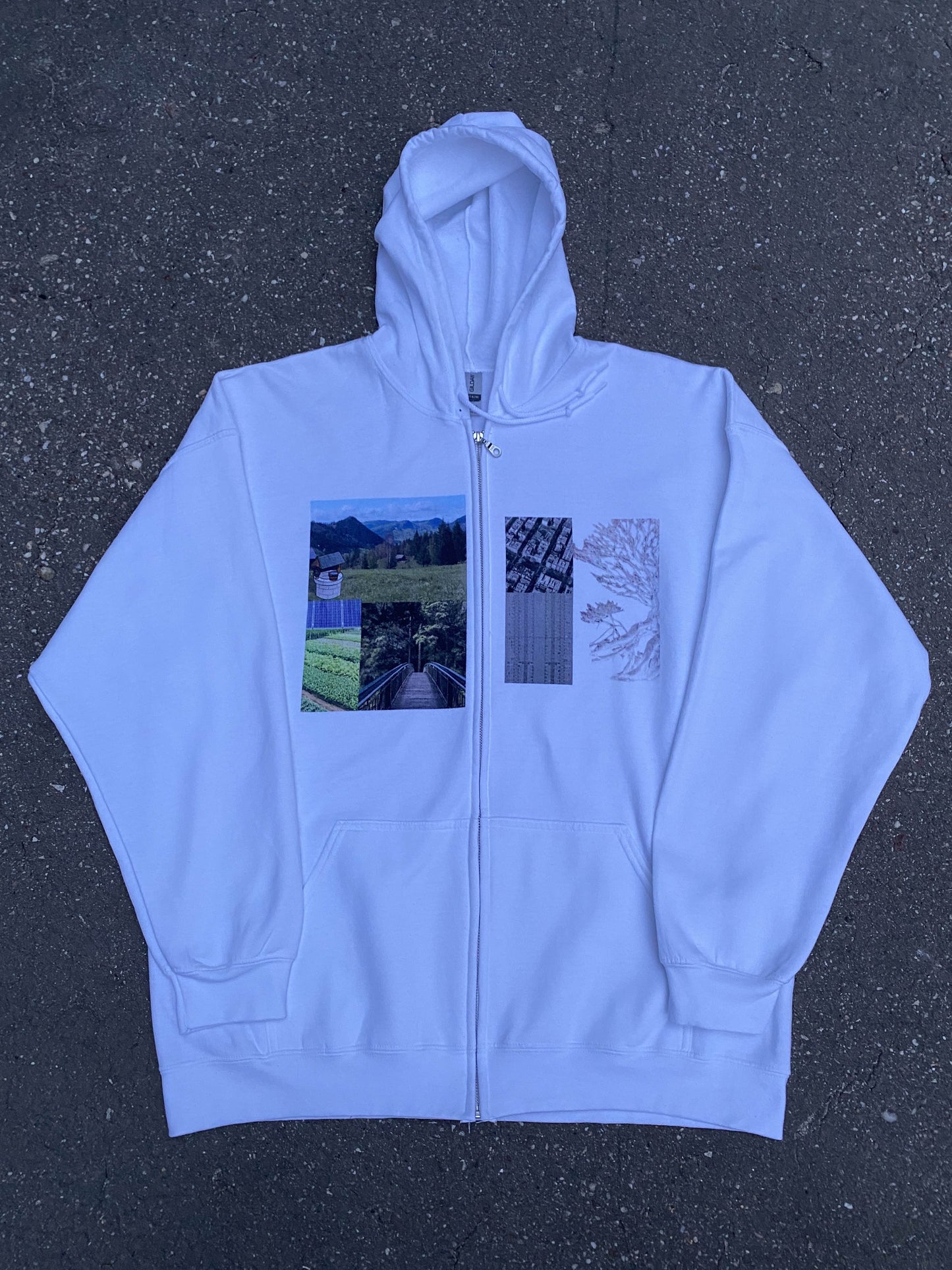 Freedom Outside City Contrast - Cotton Blend Zip Hoodie