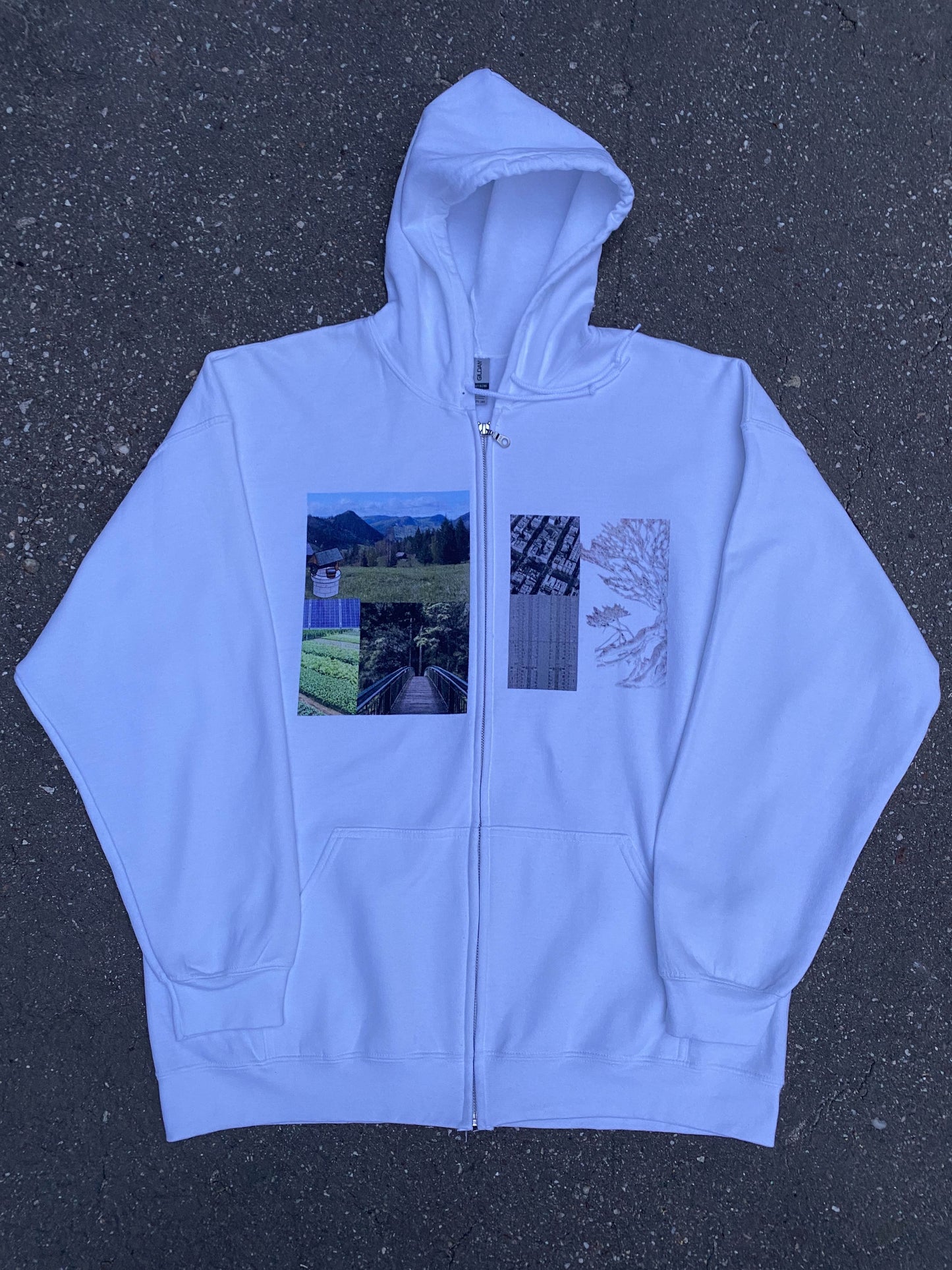 Freedom Outside City Contrast - Cotton Blend Zip Hoodie