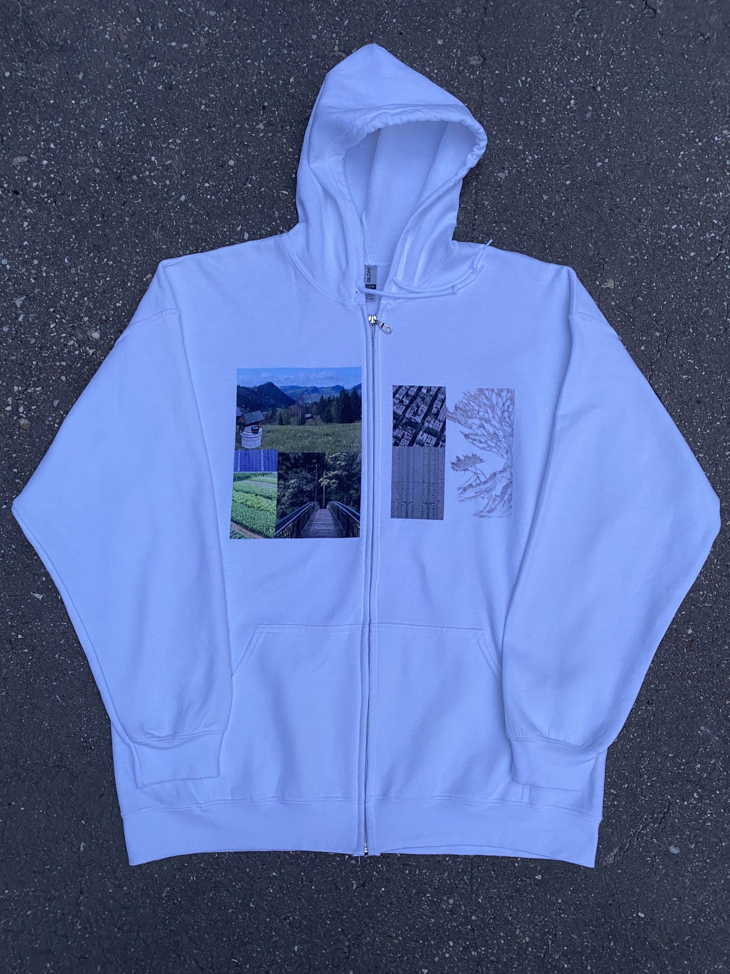 Freedom Outside City Contrast - Cotton Blend Zip Hoodie